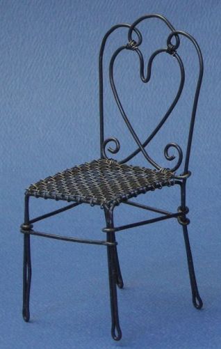 stolička drôtená počiernená miniatúra a