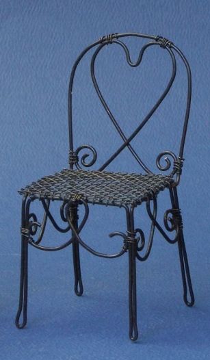 stolička drôtená počiernená miniatúra  b