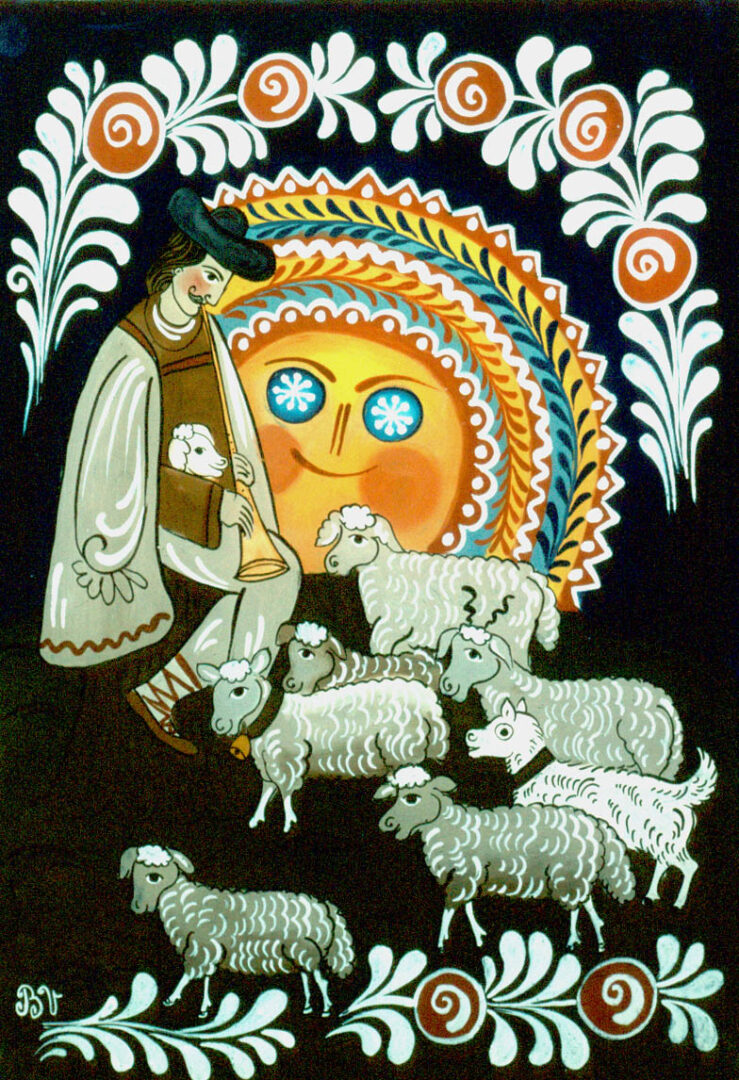 Maľba na sklo – Pastier oviec