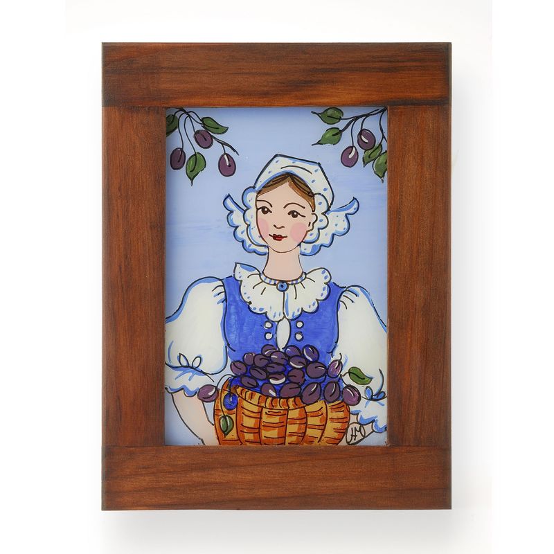 maľba na sklo – žena v šatke