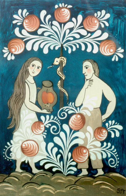 Maľba na sklo – Adam a Eva