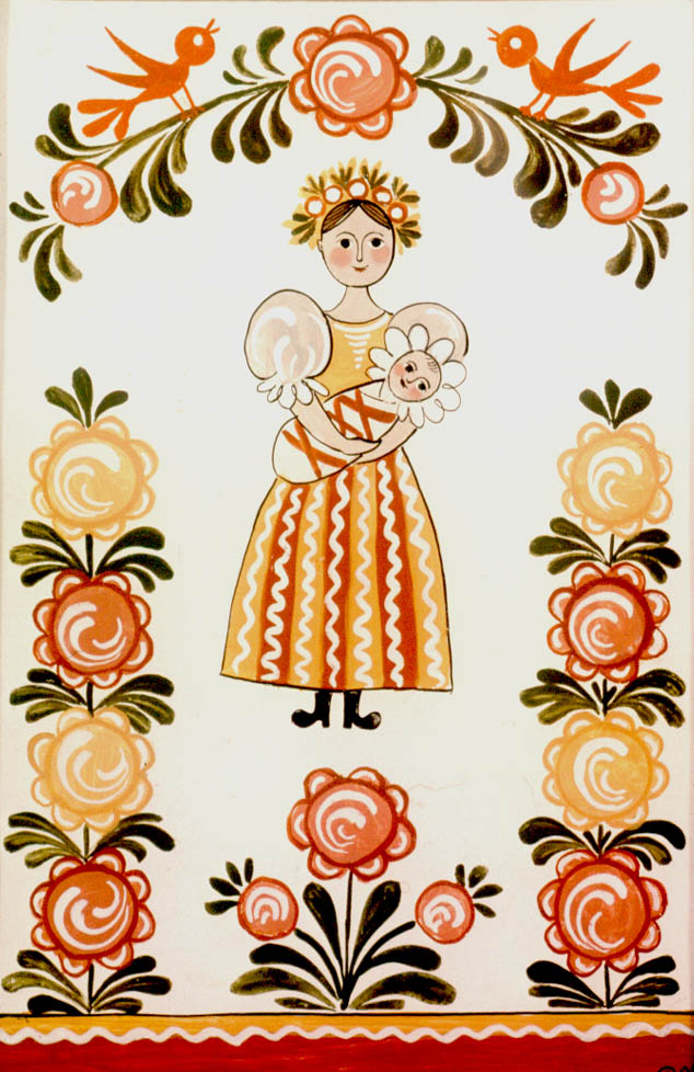 maľba na sklo Matka s dieťaťom autorka Valéria Benáčková