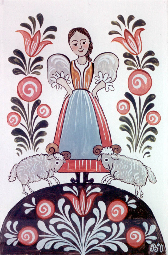 maľba na sklo Pastierka autorka Valéria Benáčková