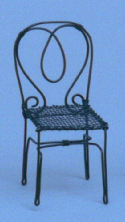 stolička drôtená počiernená miniatúra  c