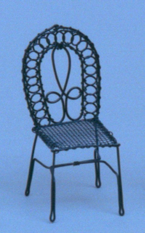 stolička drôtená počiernená miniatúra d