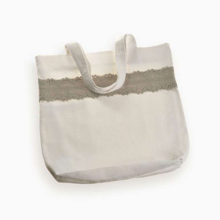 taška textilná -vzor čipka režná/v hornej časti