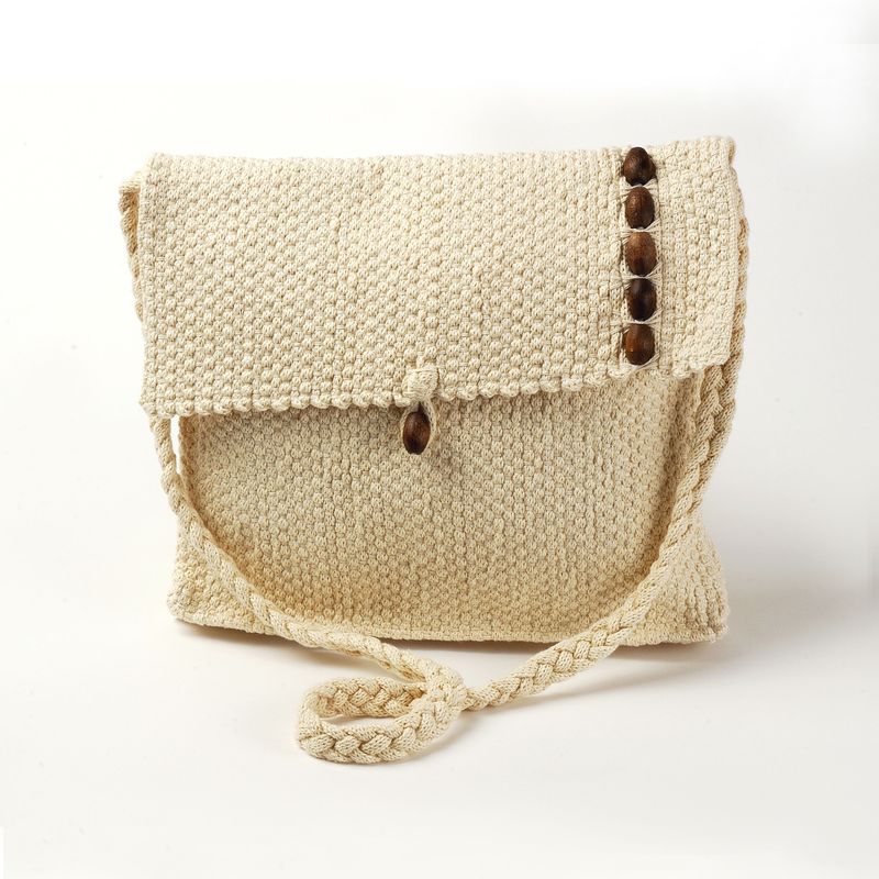 taška ručne tkaná zdobená drevenými korálikmi