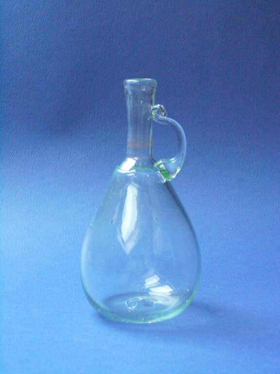 Fľaša sklenená – hruškovitá, s uškom