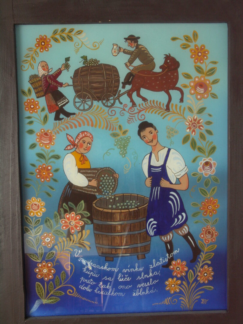 maľba na sklo V modranskom vínku… autorka Zuzana Vaňousová