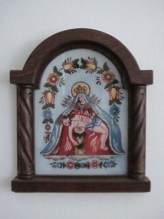 Maľba na sklo – Sedembolestná Panna Mária