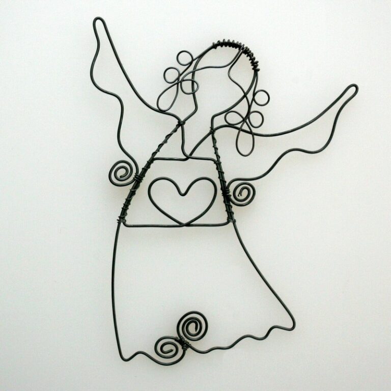 ozdoba drôtená anjel so srdcom letiaci