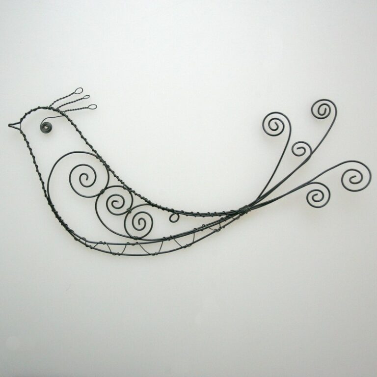 ozdoba drôtená vtáčik s chocholčekom