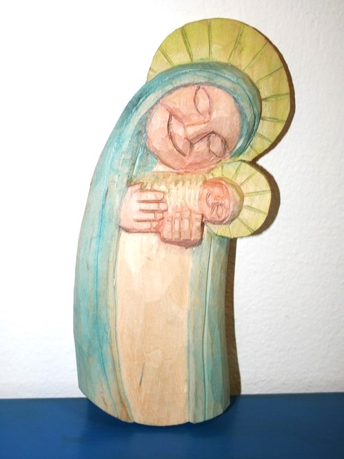 Reliéf drevený – Madona s dieťaťom