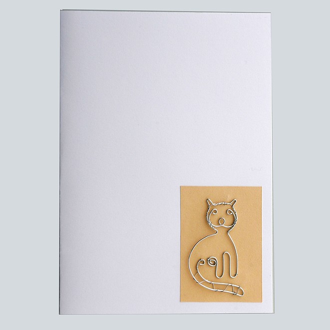 Pozdrav papierový mačka drôtená