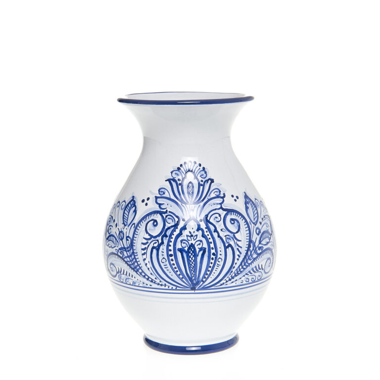 Váza majoliková bielo – modrá