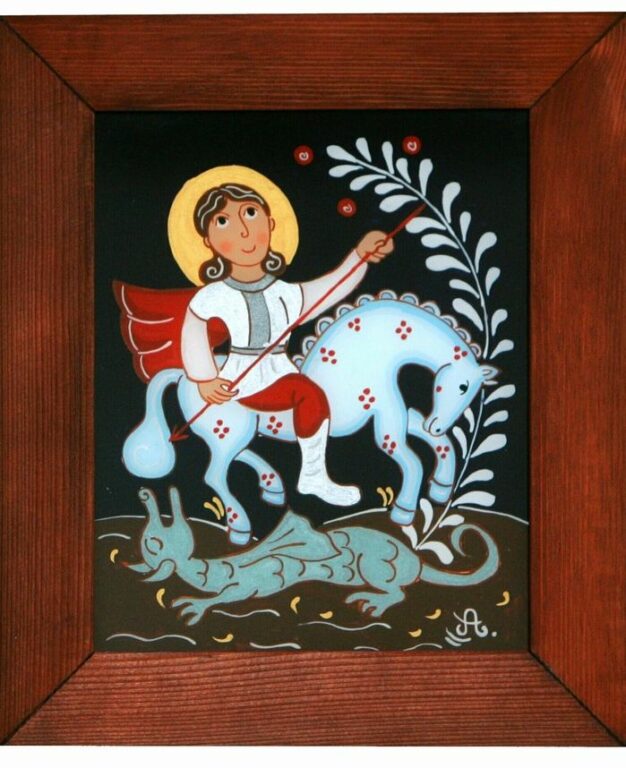 maľba na sklo Svätý Juraj autorka Agáta Petrakovičová
