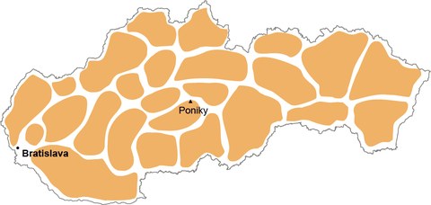 Poniky mapa