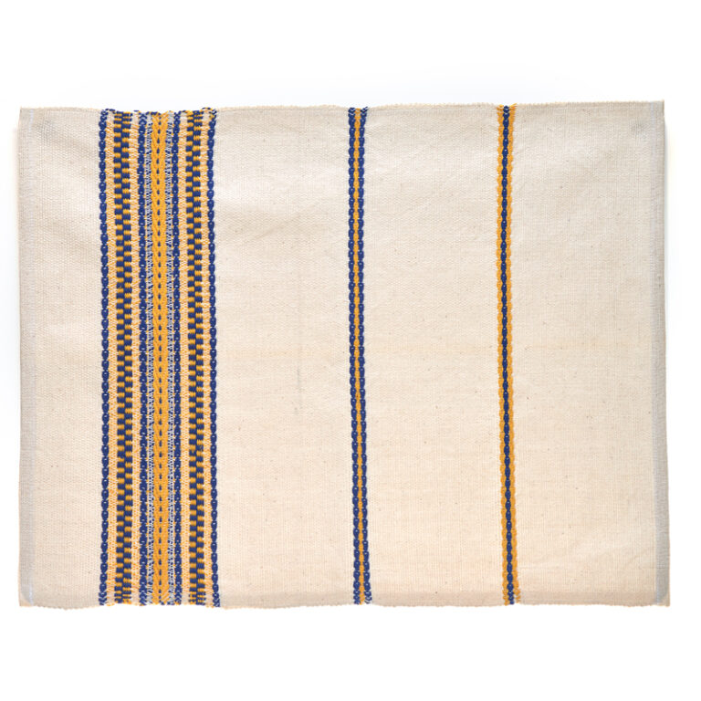 prikrývka bavlnená tkaná vzorovaná ( žlto-modrá )