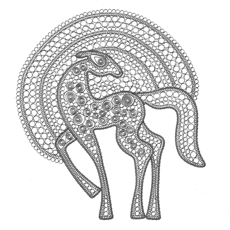Reliéf drôtený slncový kôň