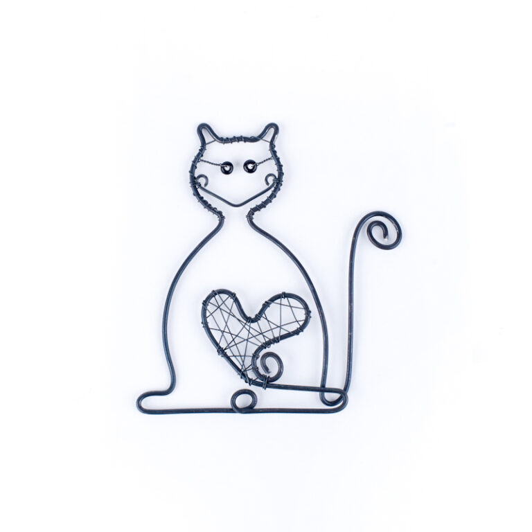 ozdoba drôtená závesná mačka