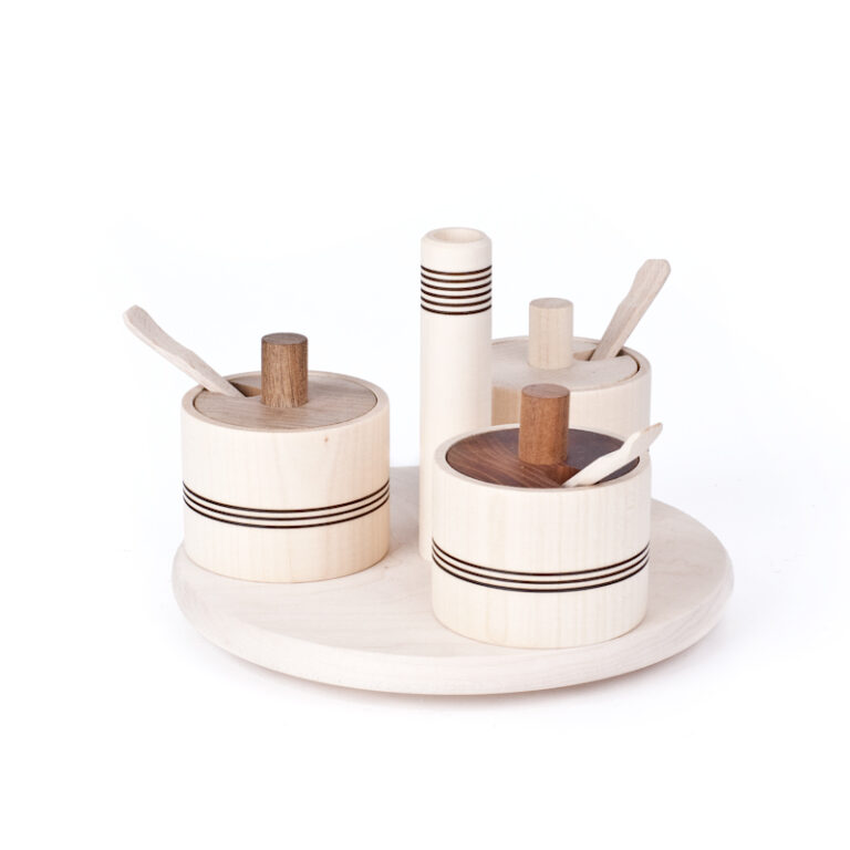 triple-turned natural wooden salt shaker