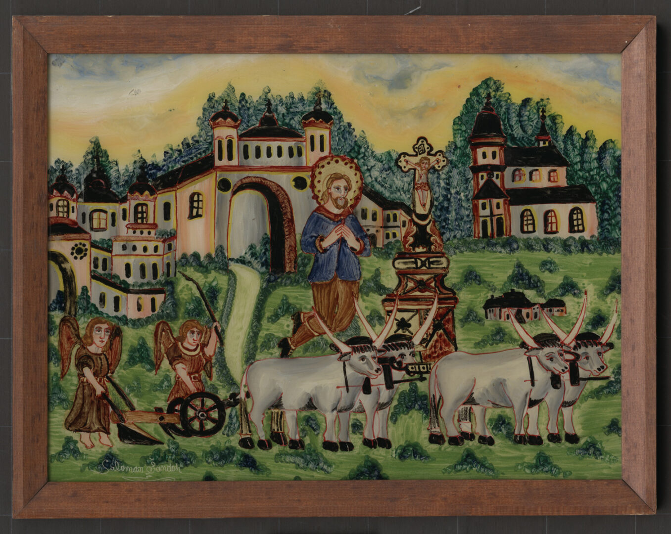 Svätý Izidor,maľba na sklo