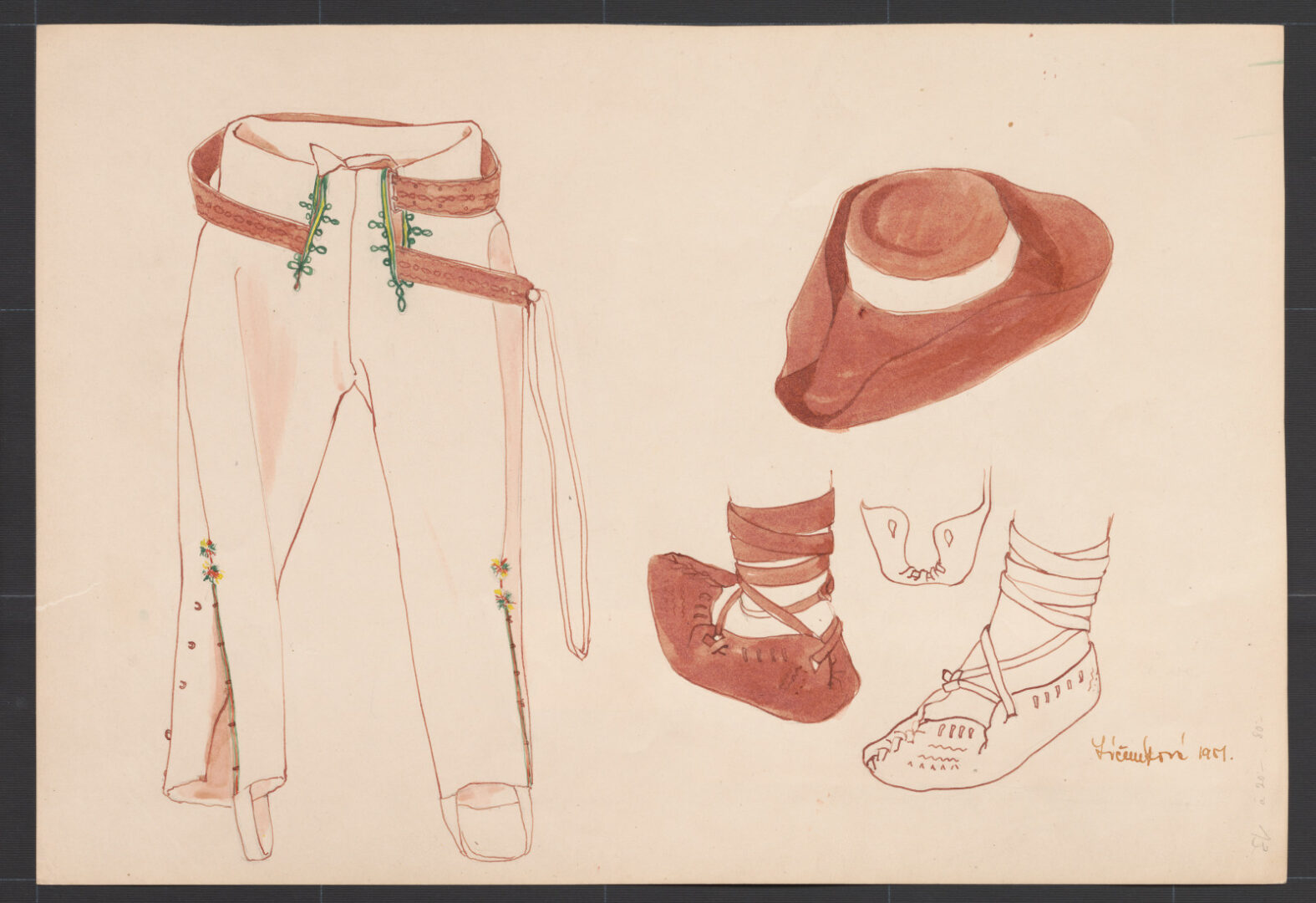 Kresba – nohavice, klobúk, krpce