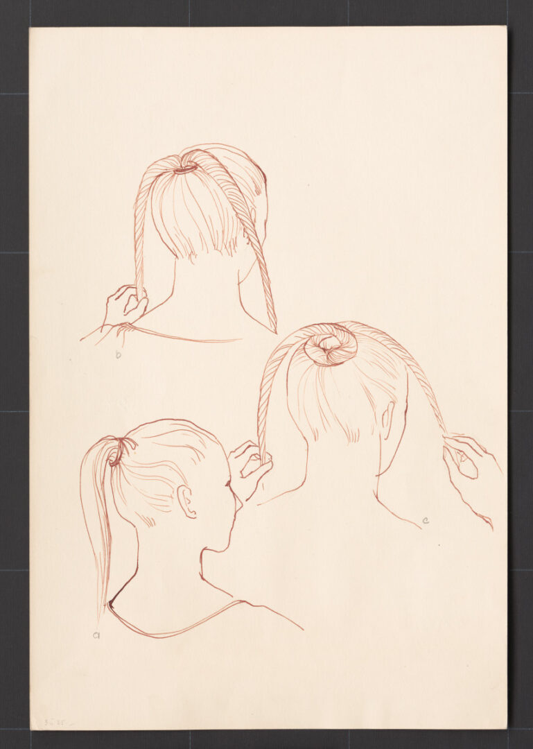Kresba – účes vydatej ženy – postup česania