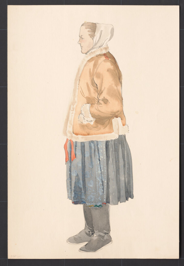 Kresba – žena v zimnom odeve