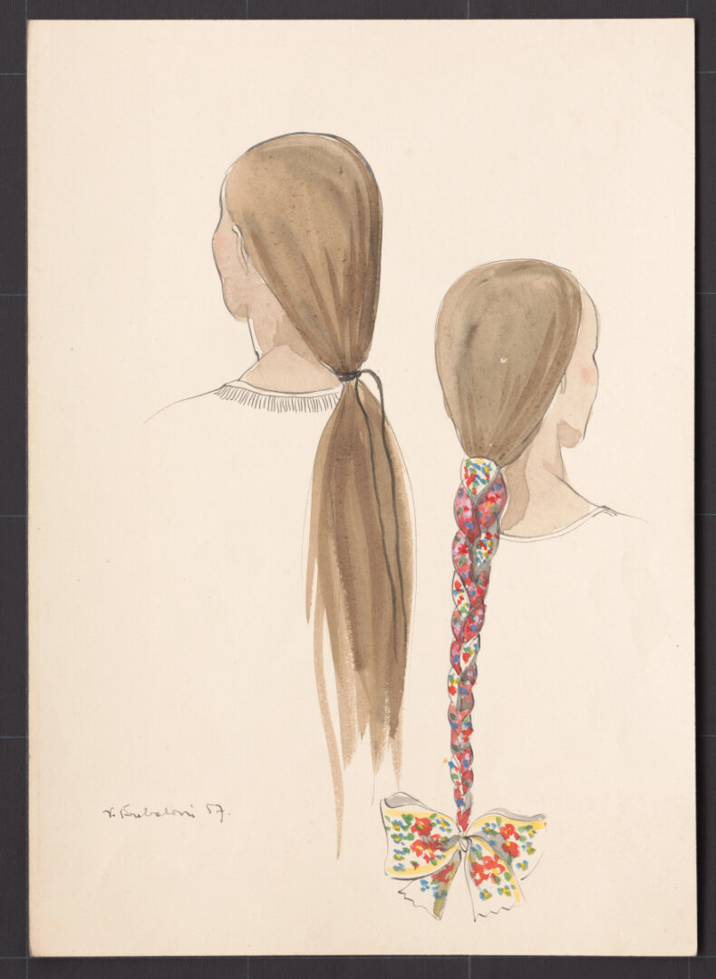 Kresba – sviatočná úprava vlasov dievčaťa