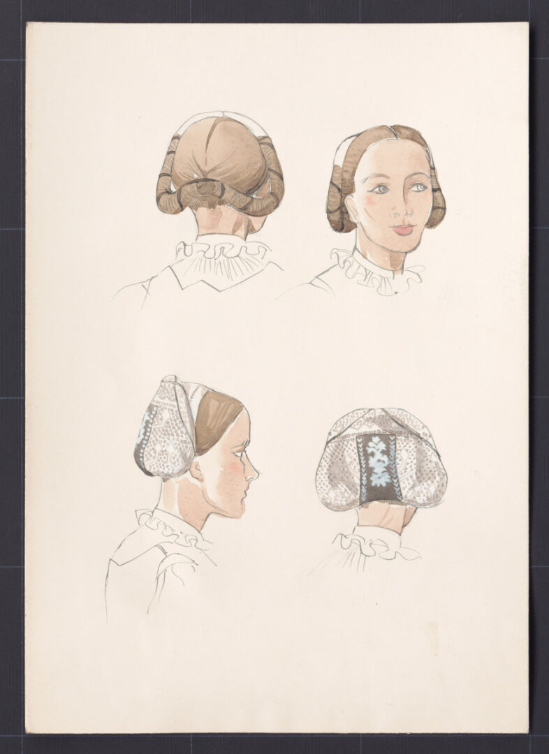 Kresba – účes ženy s čepcom