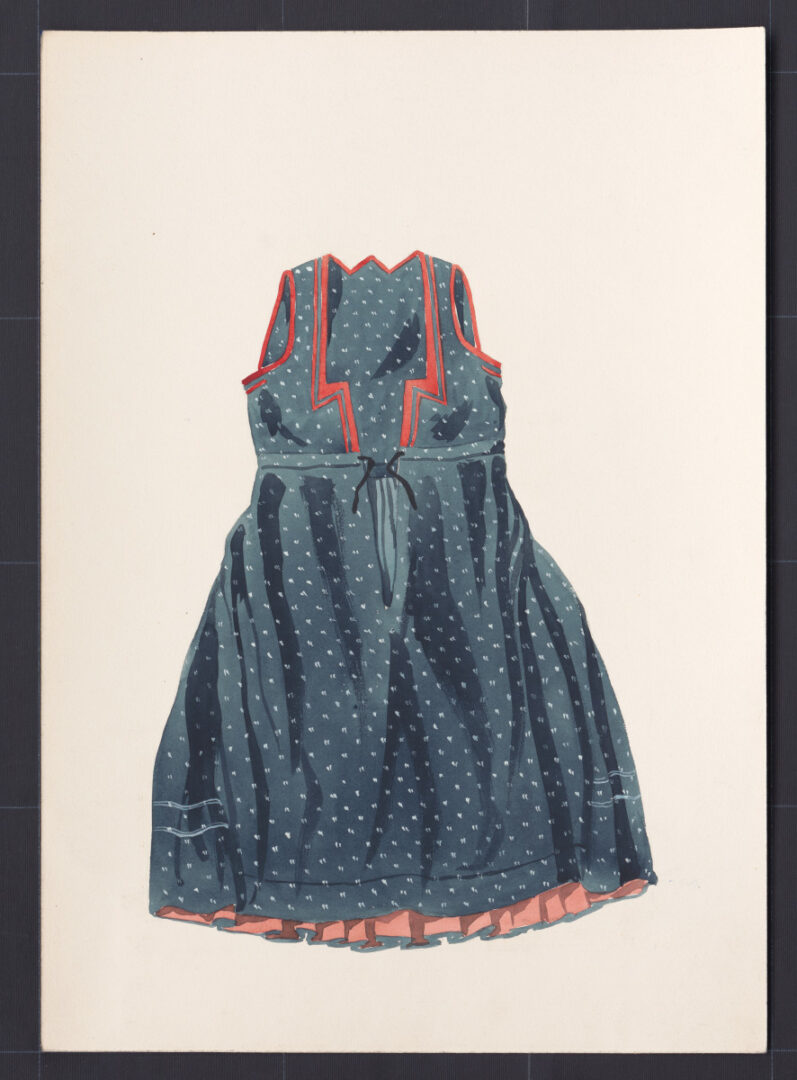 Kresba – sukňa so živôtikom z modrotlače