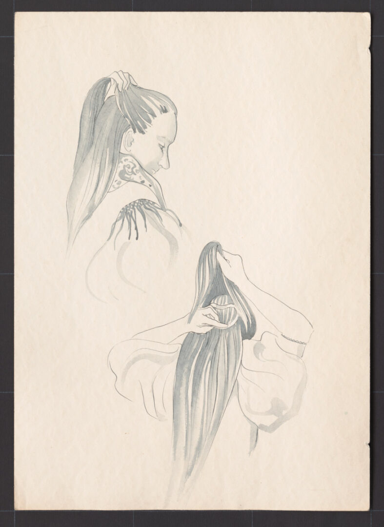 Kresba – účes ženský – postup česania