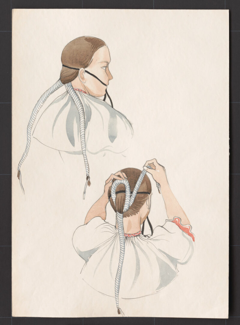 Kresba – účes ženský – postup česania – pokračovanie