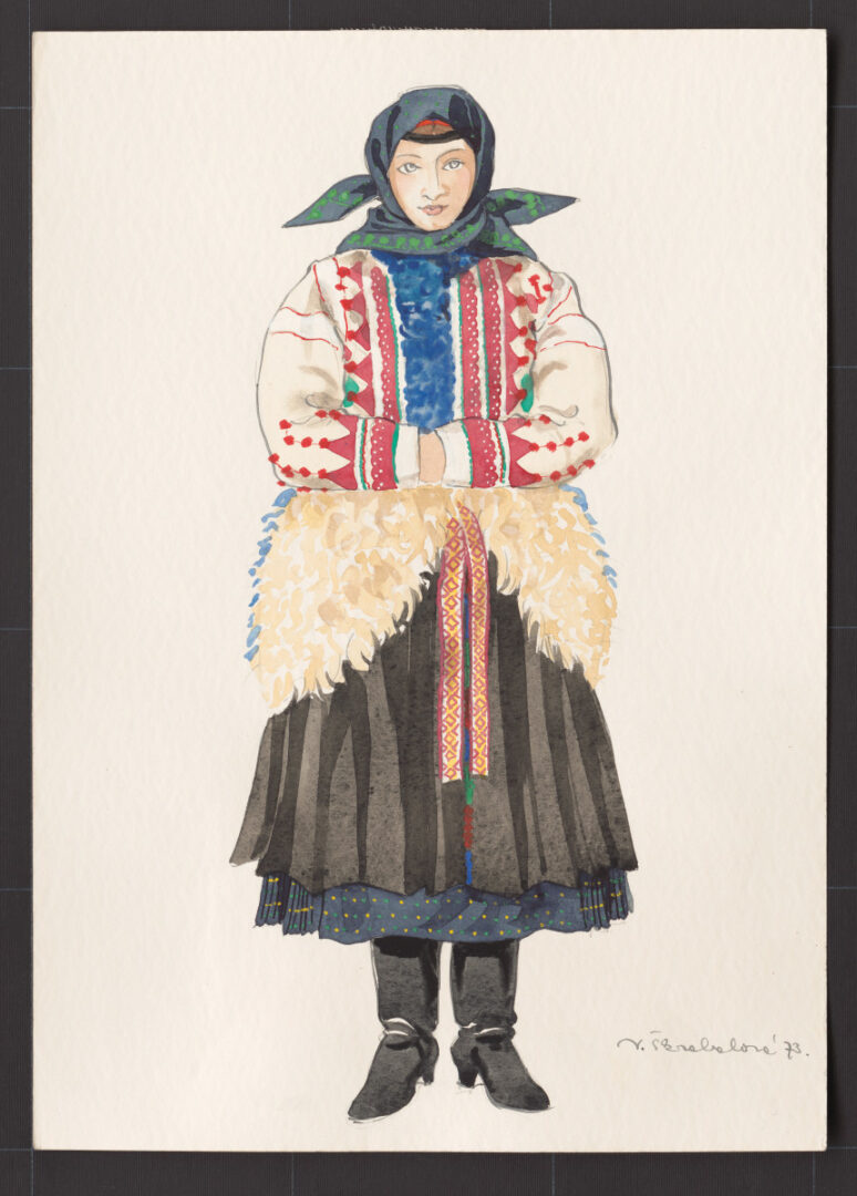 Kresba – odev ženský sviatočný zimný