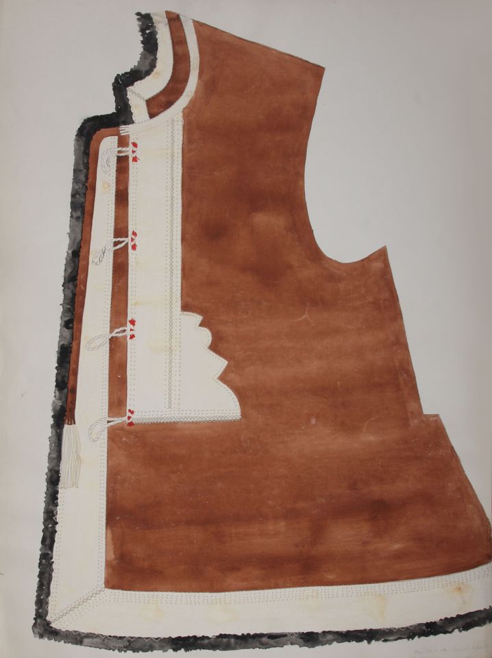 Embroidery – brown women’s fur coat, front left panel