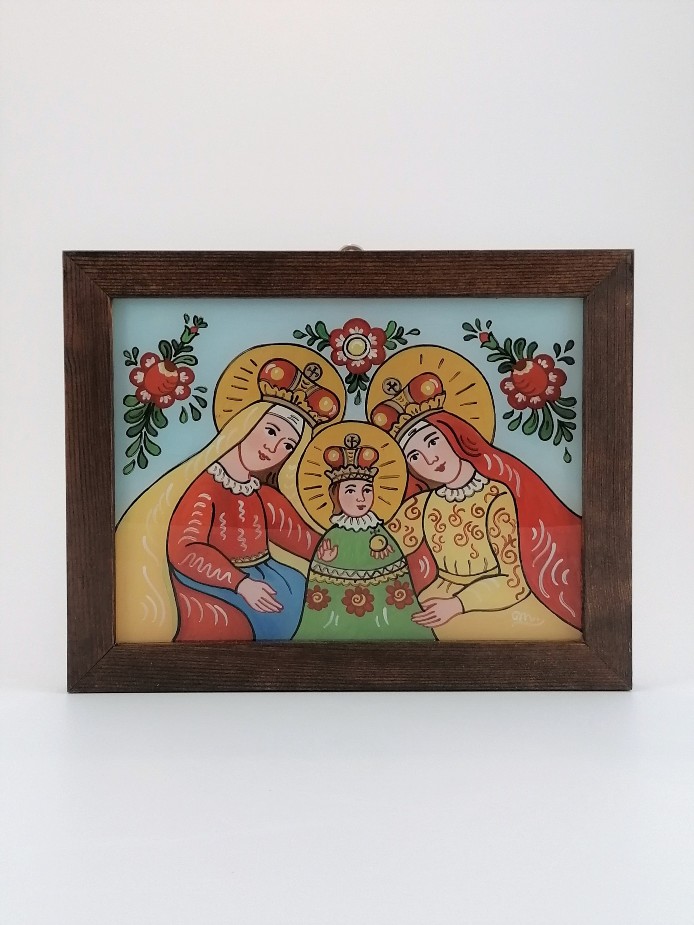 Maľba na sklo – Sv. Anna a Sv. Mária s Ježiškom
