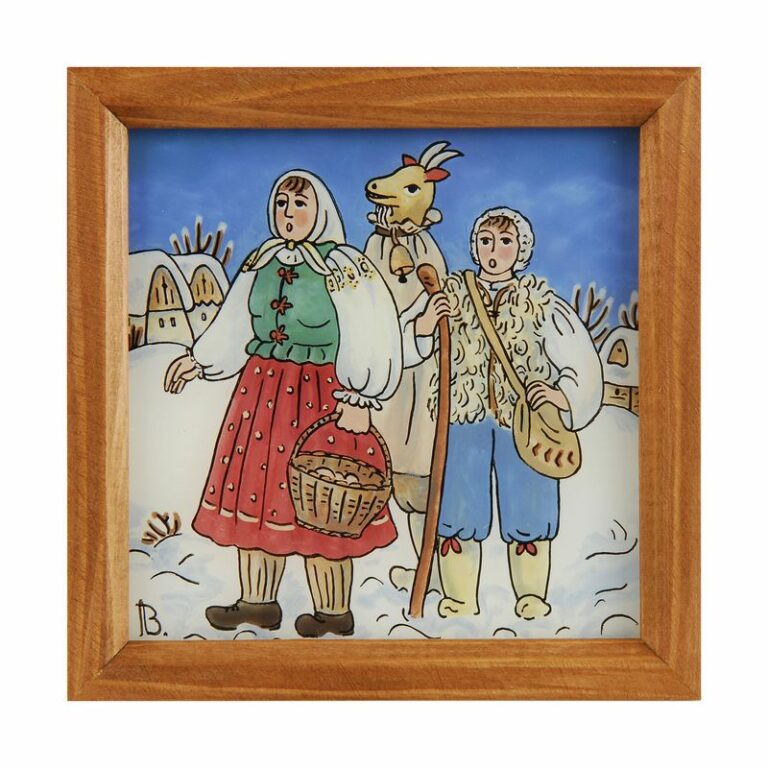 Maľba na sklo – „Koledníci s kozou“