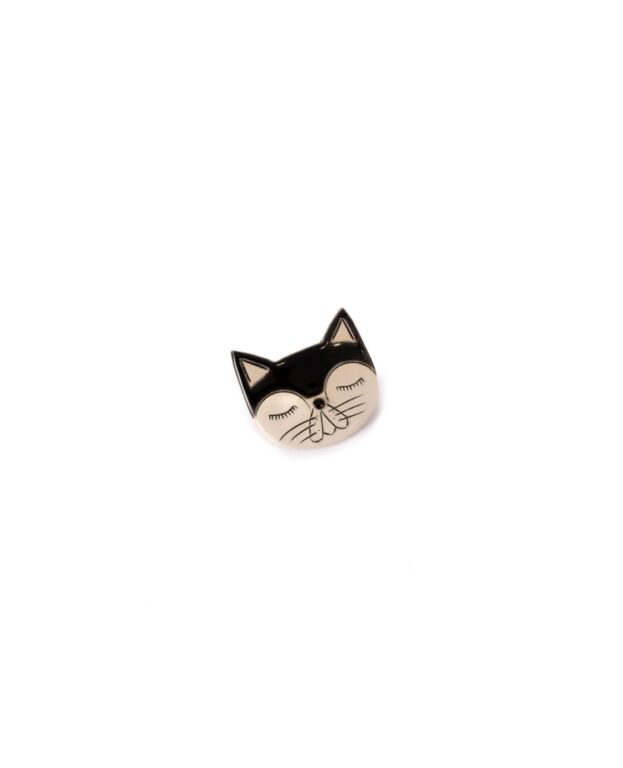 Keramická brošňa mačka I čierna