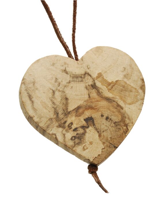 Prívesok drevený – srdce, na koženej šnúrke
