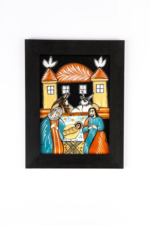 Podmaľba na sklo – Narodenie-jasličky XIX.