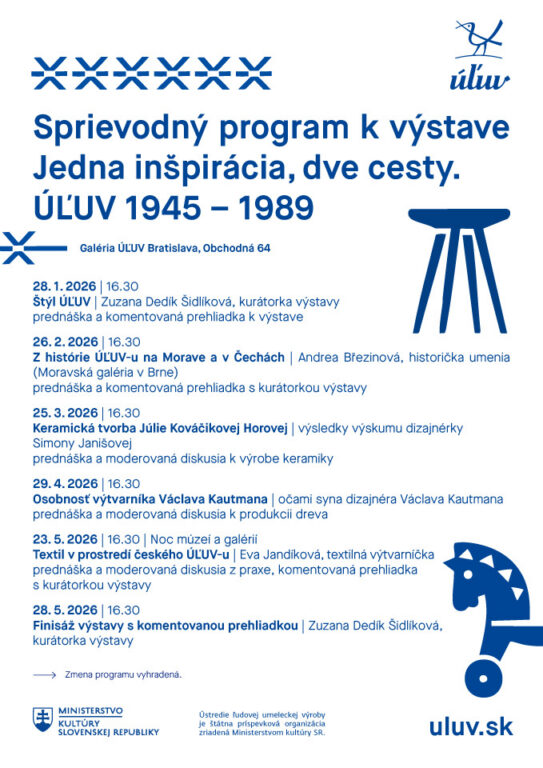 Zobraziť fotografiu Sprievodné podujatia k výstave „Jedna inšpirácia, dve cesty. ÚĽUV 1945 - 1989“