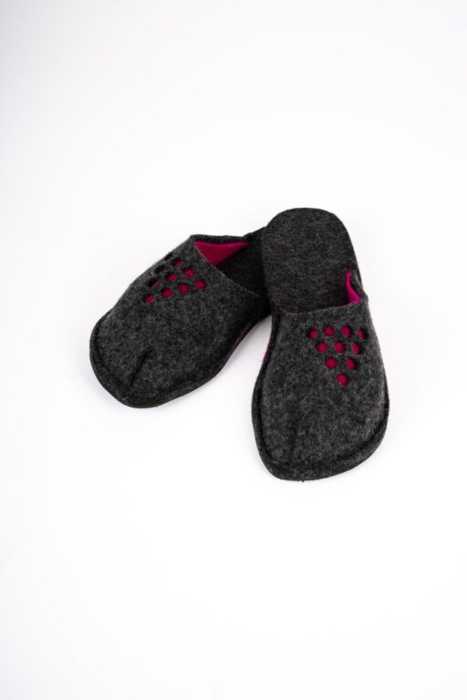 Papuče vlnené – vyrezaný vzor „hrozno“